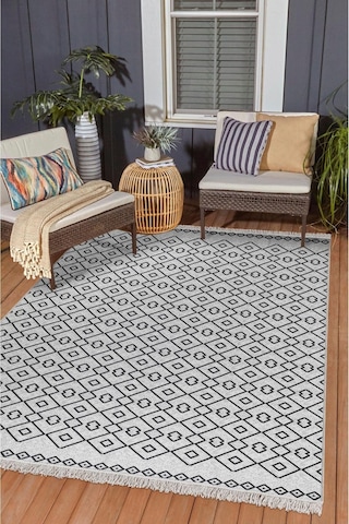 Arya Vl Çift Taraflı,katlanabilir,yıkanabilir,yüksek Kalite Pamuk Salon,oturma Odası,balkon Kilim Krem-antrasit 3