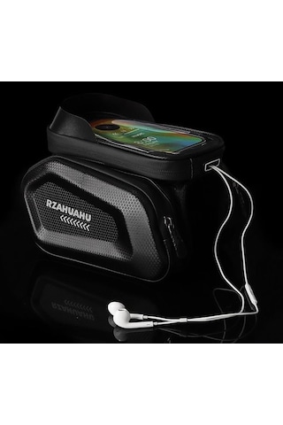 Coverzone Bisiklet Üst Boru Çantası 1.4l, Ent Şeffaf Telefon Pencereli Kadro Çantası, Fermuarlı Geniş Saklama Alanı, Evrensel Uyumlu Bisiklet Üst Boru Heybesi, Sürüş Aksesuar Çantası, Siyah 0206