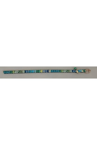 Mavi Kilim Desen Derili 1 CM Zilli Tasma