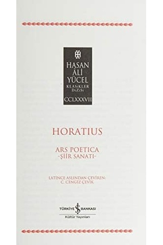 Ars Poetica - Şiir Sanatı: Hasan Ali Yücel Klasikler Dizisi