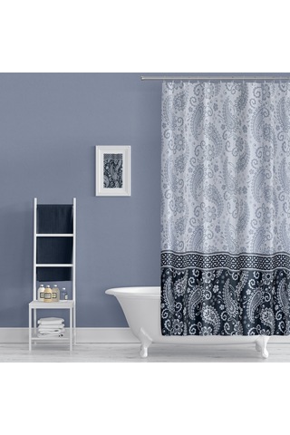 Banyo Perdesi 1 x 110 x 200 Tek Kanat Duş Perdesi + Halka Duşakabin Perdesi 2102 Gri Çok Renkli