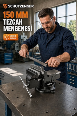 Çelik Kollu 150mm Sabit Mengene Dönerli Taban Tezgah Mengenesi R-4455