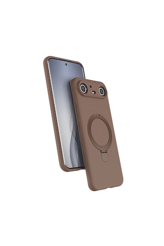 Tecno Spark Slim 5g Kılıf Darbe Emici Kamera Korumalı Halkalı Dikey Standlı Pürüzsüz M-safe Uyumlu Kapak Desert Gold