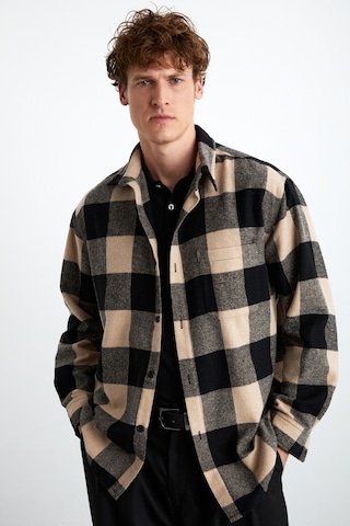 Wıldy Erkek Pamuk-polyester Gömlek Yaka Relaxed Oduncu Bej Gömlek