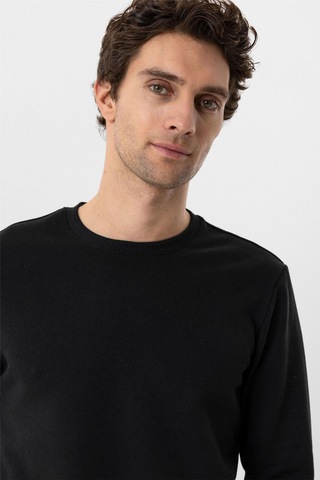 Süvari Oversize Kalıp O Yaka 3 İplik Yumuşak Dokulu Sweat Siyah