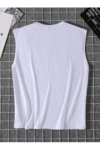 Altamira Erkek Beyaz California 91 Baskılı Kolsuz T-shirt 001