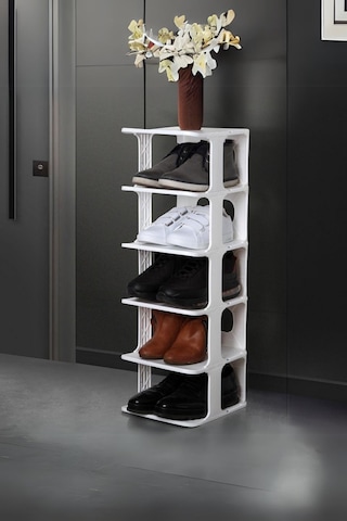 Mithra Life 5 Katlı Plastik Beyaz Ayakkabı Rafı Mıt1062 Beyaz