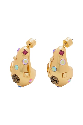 Large Crystal Mix Earrings Büyük Taşlı Kadın Küpe Altın