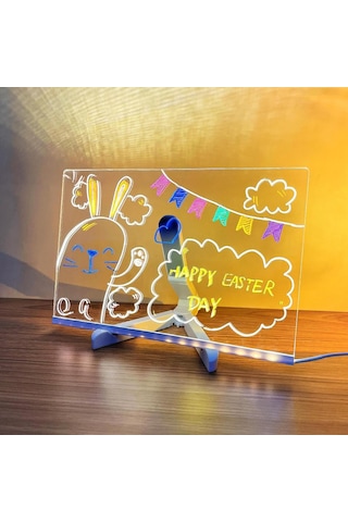 Aubyhe Çocuklar İçin Boyutlu Silinebilir Led Aydınlatmalı Çizim Tahtası - 7 Renkli Kalemli El İşleri Oyuncak Çok Renkli