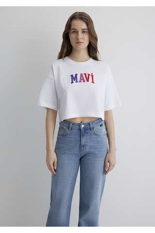 Mavi - Mavi Logo Baskılı Beyaz Tişört 1612516-620 Beyaz