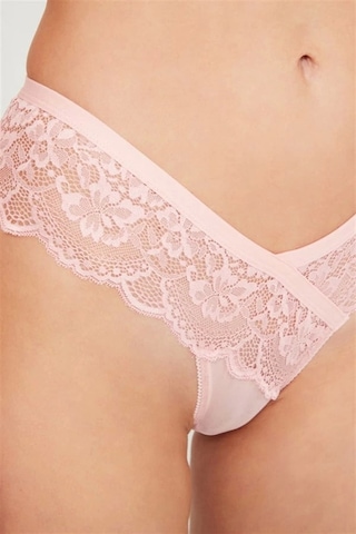 Cottonhill Dantelli Transparan Kadın Brezilya Külot-6076-pudra Pudra
