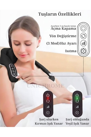 Yeni Model İnsan Eli Hissi Veren Şarjlı Masaj Aleti Ovmalı, Boyun, Sırt Ve Bacak Masaj Cihazı Siyah