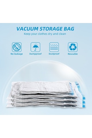 Novahub 10 Adet Kalın Yeniden Kullanılabilir Vakum Torbalar, Giysiler Battaniye Yorgan Yastık Saklama, Ev & Seyahat İçin Küçük Boy Şeffaf