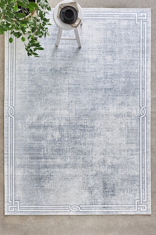 Kaşmir Halı Sare By Kaşmir Halı Bordure Grey Yıkanabilir Kaymaz Taban 100X200 CM Salon Mutfak Halısı Yolluk Kilim
