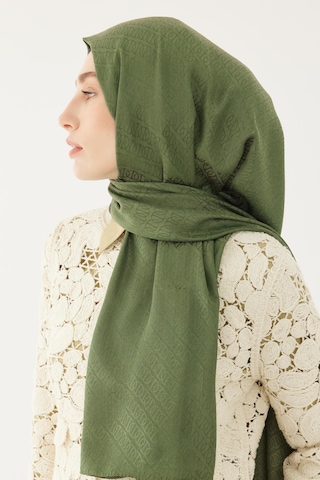 Mirsoy Scarf Halka Desen Parlak Jakar Şal - Yeşil Yeşil