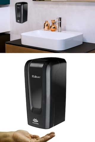 Sensörlü Sıvı Sabunluk Ve Dezenfektan Verici 1000ml, Fotoselli Otomatik Sabunluk F052s Siyah Siyah