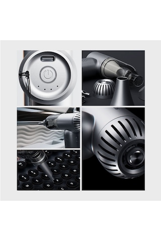 Lenyes Ltf02 Dijital Led Göstergeli 4 Kademeli Çok Fonksiyonlu Üfleme/çekme Turbo El Fanı Gri