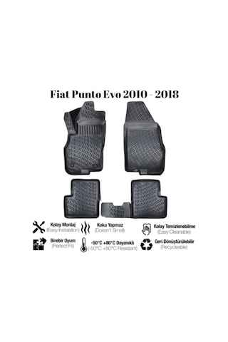 Fiat Punto Evo 2010 2011 2012 2013 2014 2015 2016 2017 2018 Uyumlu Araca Özel 3d Havuzlu Paspas Takımı A+ Kalite