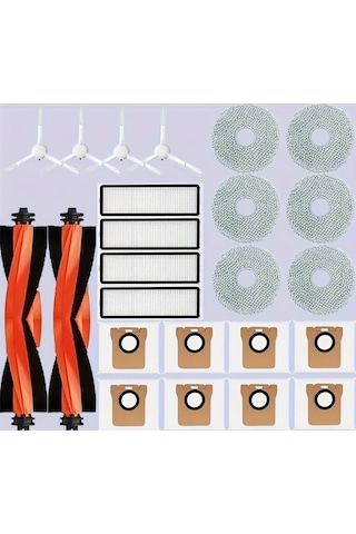 Xuweiwei 24 Adet Xiaomi Robot Süpürge X20+ Aksesuarları Yan Fırça Filtre Mop Bez Toz Çantası
