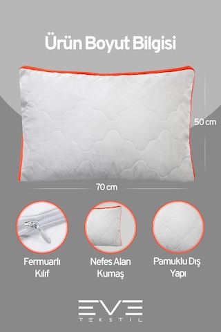 4 Adet Klimax Turuncu Serisi Kılıflı Fermuarlı Klimali Antialerjik Silikon Nano Elyaf Yastık 50x70cm Beyaz