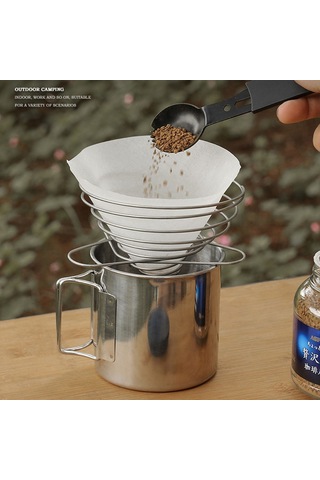 Halın Koni Şekli Paslanmaz Çelik Kahve Filtresi Sepeti Katlanabilir Kahve Damlatıcı Standı Bpa İçermez, Fda Sertifikası Yok L