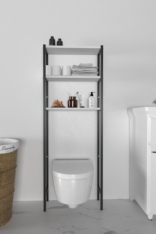 Banyo Wc Arkası Üstü Düzenleyici Raf Organizatör Havluluk Metal Gövde Banyo Rafı Beyaz