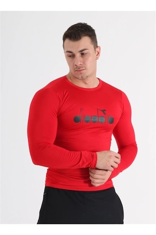 Diadora Soloben - Erkek Kırmızı Uzun Kollu Spor T-Shirt - Tsrt-Zn