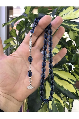 Sultan Telkari Kapsül Kesim Şeffaf Mavi Tonda Toz Kehribar Tesbih