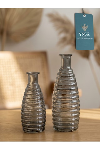 2 Li Minimalist Cam Vazo Seti Dekoratif Modern Masa Üstü Vazo Çiçeklik Füme