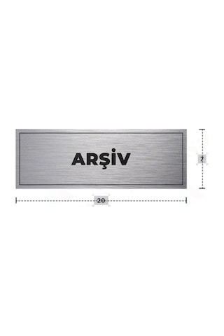 Arşiv Yazılı - Metal - Gümüş Renk - Kapı İsimliği - 20x7 Cm