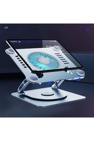 Ayarlanabilir Metal Laptop Standı Fanlı Notebook Tutucu Alüminyum Macbook Uyumlu Yükseltici