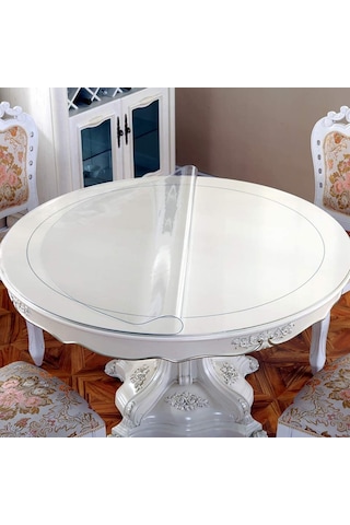 Şeffaf Pvc Daire Masa Örtüsü | 1.6Mm | Koruyucu Mika | Muşamba