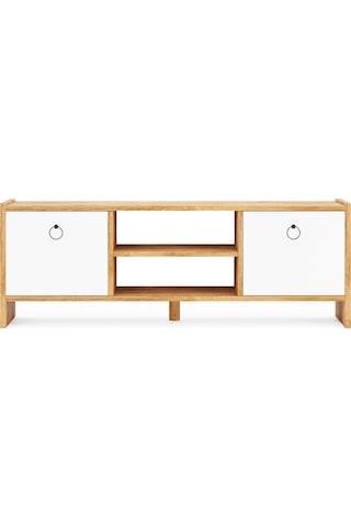 Tv Sehpası Kapaklı Raflı Tv Ünitesi Televizyon Sehpası Çam- Beyaz