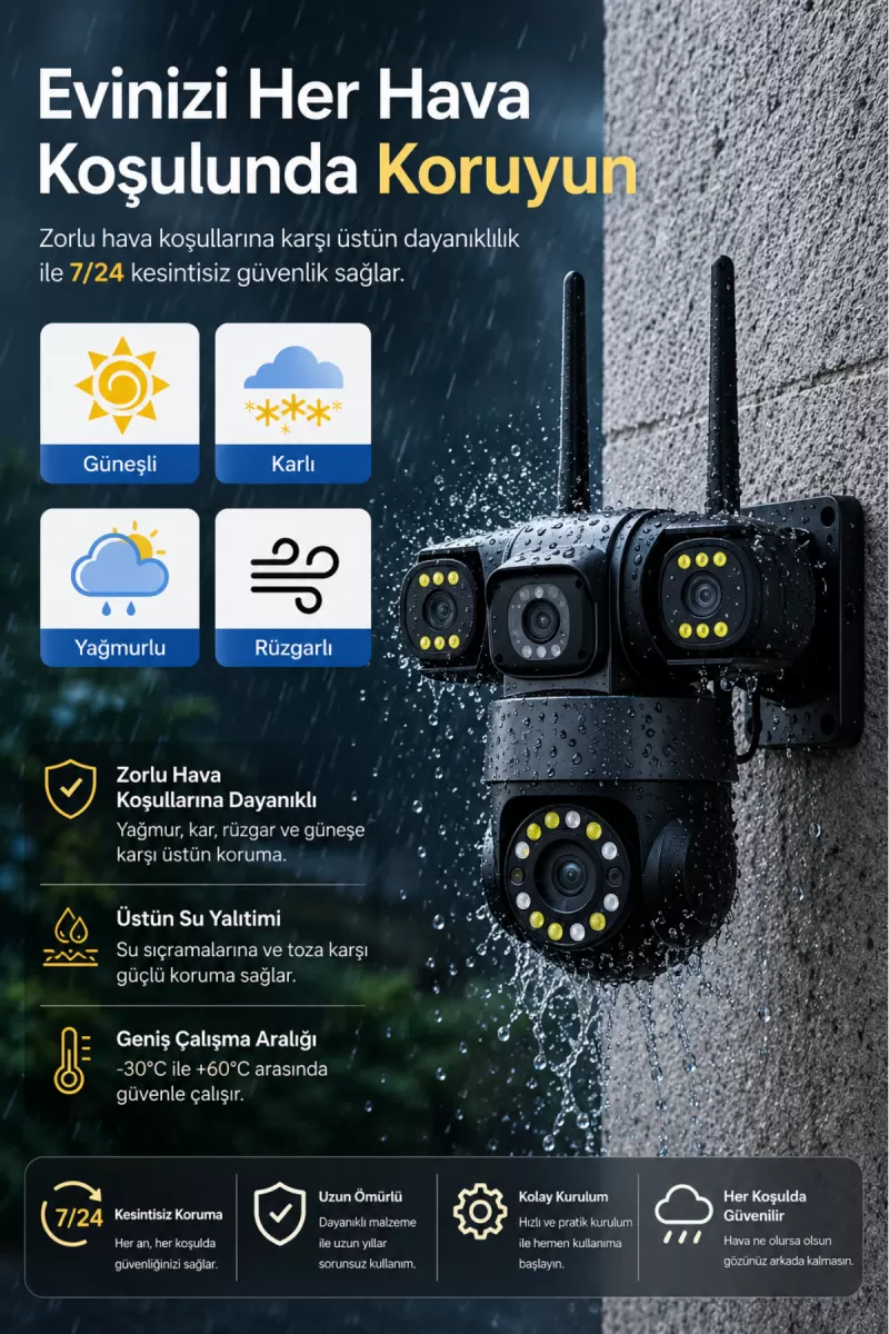 AR-113W 3 Kameralı 15MP Ultra Hd Wifi Güvenlik Kamerası Ptz 360° Hareketli Çift Yönlü Ses Gece Görüşlü Akıllı Ip Kamera