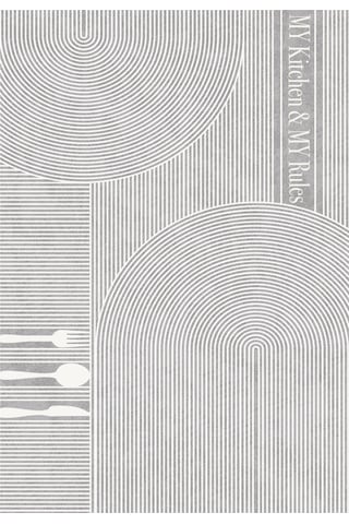 Decomia Home Dijital Kaymaz Yıkanabilir İskandinav Modern Geometrik Çizgili Kitchen Mutfak Halısı  DC-5185 Gri