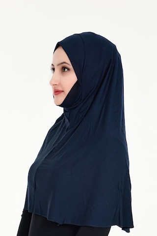 Peçeli Hazır Türban Pratik Şal Hijab Namaz Örtüsü Lacivert