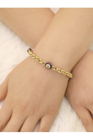 14 Ayar Altın Mavi Gözlü Nazarlı Doç Bileklik Altın