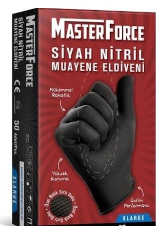 Masterforce Siyah Nitril Eldiven Xlarge (Xl) Beden 50'Li Paket