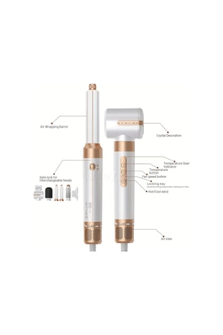 Cbtx 7 In 1 Çok Fonksiyonlu Fırçasız Saç Şekillendirme Seti Beyaz