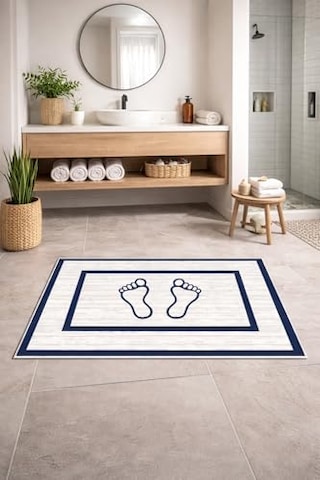 Kaymaz Banyo Halısı, Ayak Desenli, Su Emici Süngerli Yüzey, Makinede Yıkanabilir, Modern Stil, Sarı, 40x60 Cm Diğer