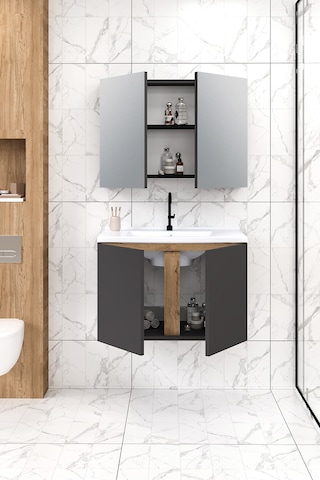 %100 Mdf 80 Cm Lavina Banyo Dolabı Beyaz
