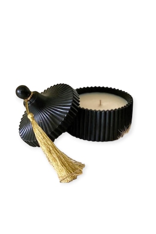 Siyah Renk Ojbede Kokulu Soya Wax Mum. Siyah