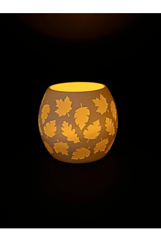 Northcity 3d Baskı Yaprak Desenli Tealight Mumluk Sonbahar Yaprakları Kabartmalı Dekoratif Şamdan Masa Süsü