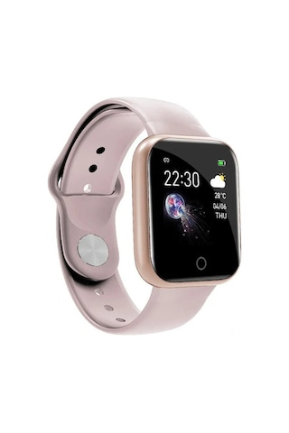 Leezsing Akıllı Spor Saat (İthalatçı Garantili) I5 - Kalp Atışı, Tansiyon, Uyku Takibi, Su Geçirmez, Pembe