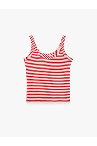 Koton Slim Fit U Yaka Askılı Çizgili Atlet Kırmızı Çizgili 6sak10038pk