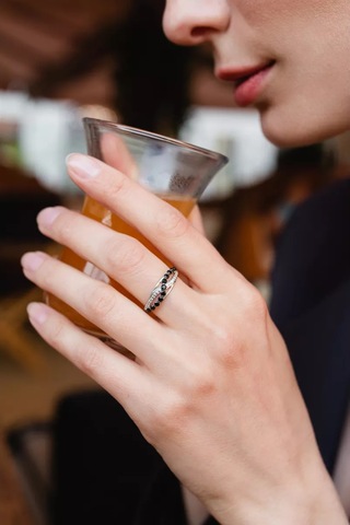 Lamponi 925 Ayar Gümüş Kol Uzun Yüzük, Spinel Taşlı Zirkon. 232735516 Gri