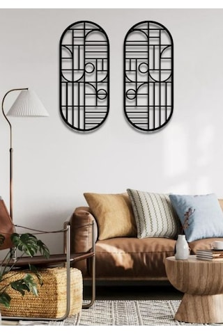 Modern Stil 2 Li Metal Duvar Dekoru Seti 75x36