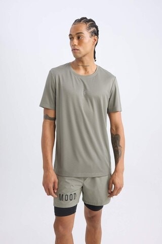 Defacto Defactofit Slim Fit Dar Kesim Bisiklet Yaka Baskılı Sporcu Kısa Kollu Tişört X6142az25spkh457 Haki