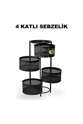 River World Tekerleksiz Rengi Siyah Açılabilen 4 Katlı Çok Amaçlı Metal Raf Mutfak, Balkon, Kiler Çok Renkli