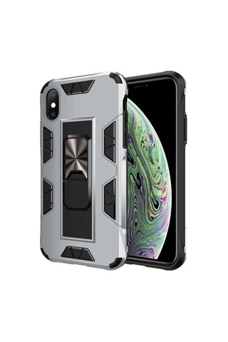 Apple Uyumlu iPhone X Kılıf Zore Volve Kapak Gri
